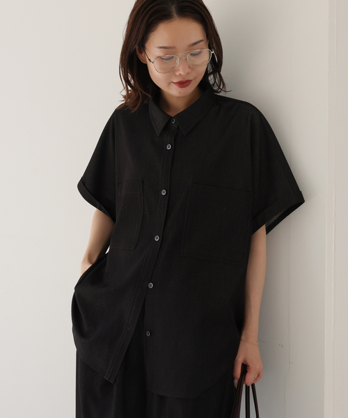 SLOBE IENA(スローブイエナ)の「《2枚セット》デニムライクセットアップ(シャツ/ブラウス・レディース・ネイビー/ブラック・FREE)」の10枚目の写真