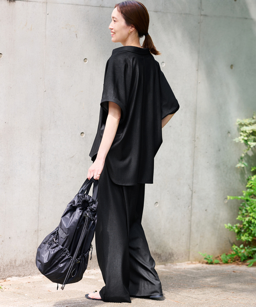 SLOBE IENA(スローブイエナ)の「《2枚セット》デニムライクセットアップ(シャツ/ブラウス・レディース・ネイビー/ブラック・FREE)」の18枚目の写真