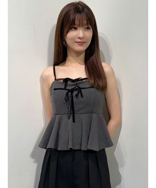 MERCURYDUO(マーキュリーデュオ)の「カットテレコペプラムキャミアンサンブル(キャミソール・レディース・チャコールグレー/ピンク/ベージュ・FREE)」の11枚目の写真