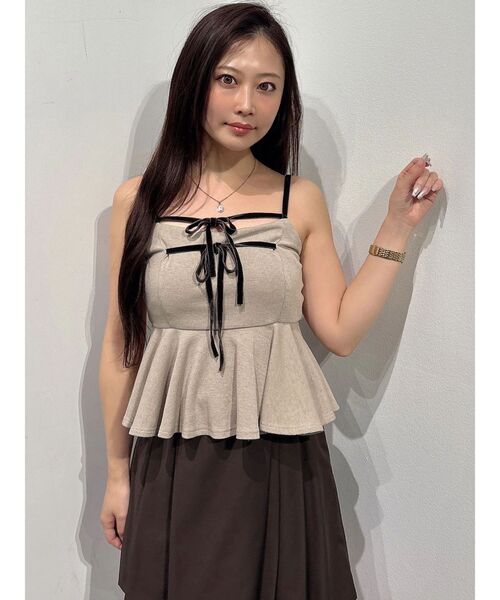 MERCURYDUO(マーキュリーデュオ)の「カットテレコペプラムキャミアンサンブル(キャミソール・レディース・チャコールグレー/ピンク/ベージュ・FREE)」の22枚目の写真