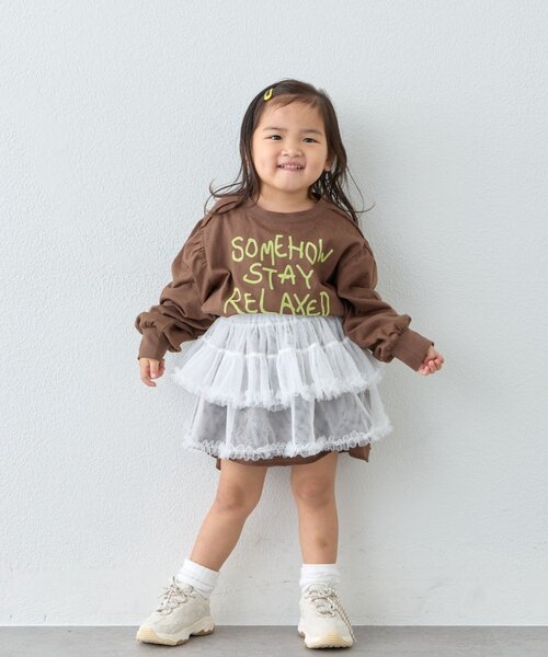 CIAOPANIC TYPY(チャオパニックティピー)の「【KIDS/ZOZO限定カラーあり】らくがき風フロッキーロゴミニワンピチュニック(ワンピース・キッズ・アイボリー/チャコールグレー/ブラウン/グレー・130/110/150)」の4枚目の写真