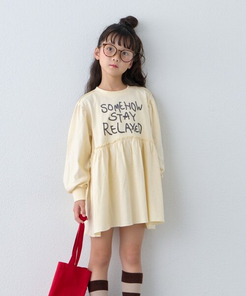 CIAOPANIC TYPY(チャオパニックティピー)の「【KIDS/ZOZO限定カラーあり】らくがき風フロッキーロゴミニワンピチュニック(ワンピース・キッズ・アイボリー/チャコールグレー/ブラウン/グレー・130/110/150)」の9枚目の写真
