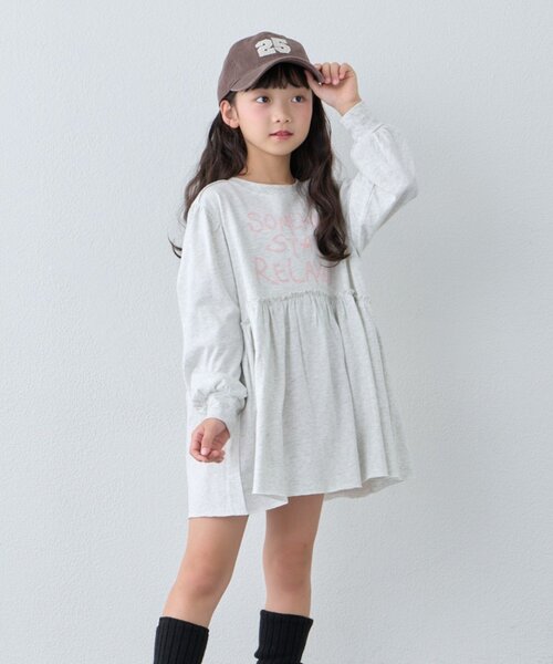 CIAOPANIC TYPY(チャオパニックティピー)の「【KIDS/ZOZO限定カラーあり】らくがき風フロッキーロゴミニワンピチュニック(ワンピース・キッズ・アイボリー/チャコールグレー/ブラウン/グレー・130/110/150)」の10枚目の写真