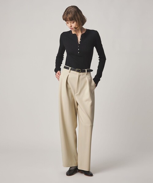 Steven Alan(スティーブンアラン)の「<Steven Alan>ダブルクロス タック トラウザーズ(スラックス・レディース・ブラック/ナチュラル・L/S/M)」の4枚目の写真