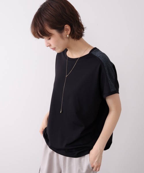 Bou Jeloud(ブージュルード)の「肩ラメラインTシャツ(Tシャツ/カットソー・レディース・ブラウン/グレイッシュベージュ・FREE)」の9枚目の写真
