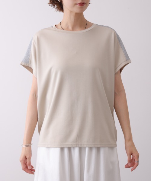 Bou Jeloud(ブージュルード)の「肩ラメラインTシャツ(Tシャツ/カットソー・レディース・ブラウン/グレイッシュベージュ・FREE)」の22枚目の写真