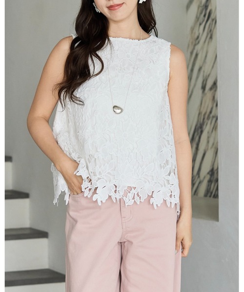 BIRTHDAY BASH(バースデイバッシュ)の「FLOWER LACE NS TOPS(フラワレースNSトップス)(その他トップス・レディース・ピンク/ブラック/ホワイト・M/S)」の2枚目の写真