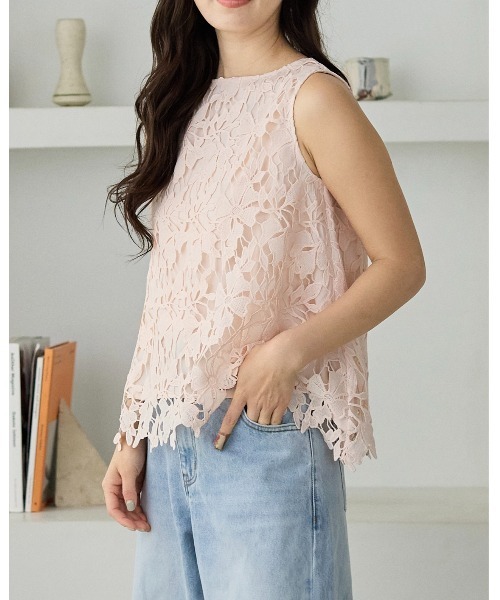 BIRTHDAY BASH(バースデイバッシュ)の「FLOWER LACE NS TOPS(フラワレースNSトップス)(その他トップス・レディース・ピンク/ブラック/ホワイト・M/S)」の6枚目の写真