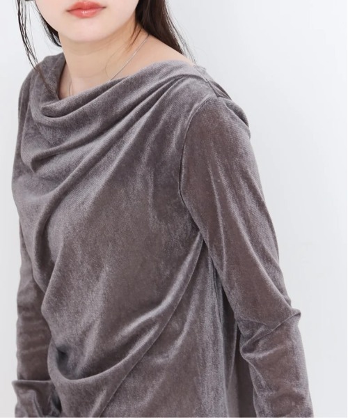 Bab（バブ）の「シアーベロアドレーププルオーバー（Tシャツ/カットソー・レディース・グレー/ブラウン/オフホワイト・MEDIUM）」の15枚目の写真