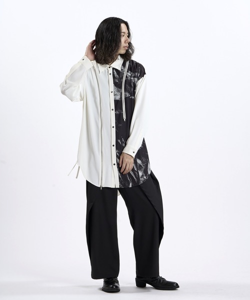 NO ID.(ノーアイディ)の「【NO ID.】Variable Long Shirt / バリアブル ロング シャツ(シャツ/ブラウス・メンズ・ホワイト/ブラック・ONE)」の8枚目の写真