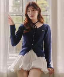 fupel（フぺル）の「choker waist shape knitcardigan / チョーカー付きウエストシェイプニットカーディガン（カーディガン/ボレロ）」