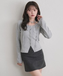 fupel（フぺル）の「choker waist shape knitcardigan / チョーカー付きウエストシェイプニットカーディガン（カーディガン/ボレロ）」