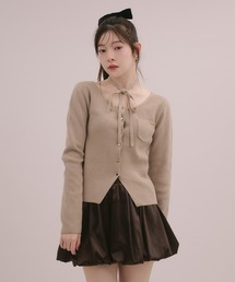 fupel（フぺル）の「choker waist shape knitcardigan / チョーカー付きウエストシェイプニットカーディガン（カーディガン/ボレロ）」