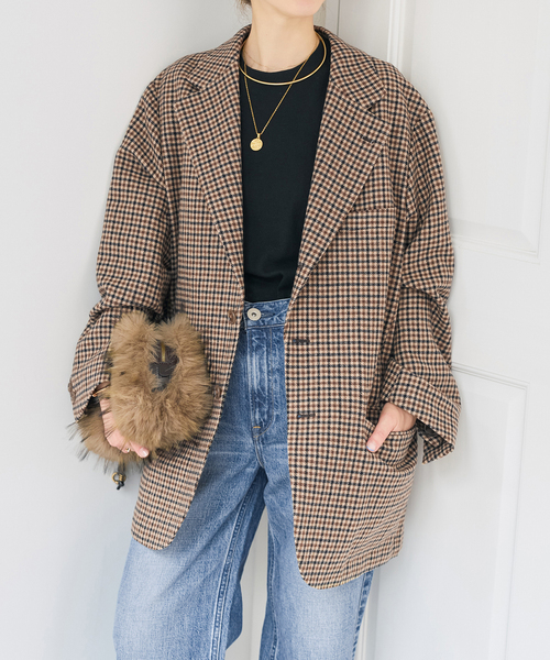 Spick & Span(スピックアンドスパン)の「VIAN / ヴィアン BIG JK Single ビッグ ジャケット(テーラードジャケット・レディース・ベージュ/ネイビー/キャメル・36)」の7枚目の写真
