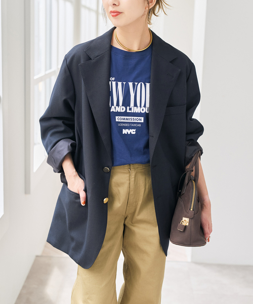 Spick & Span(スピックアンドスパン)の「VIAN / ヴィアン BIG JK Single ビッグ ジャケット(テーラードジャケット・レディース・ベージュ/ネイビー/キャメル・36)」の22枚目の写真