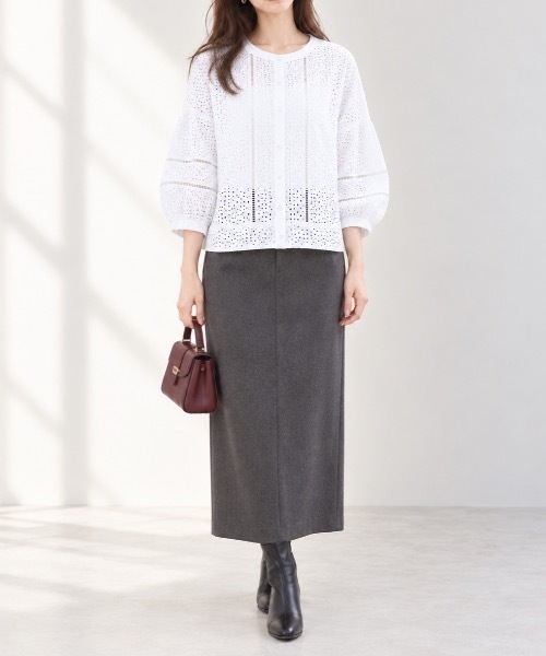 Muffiny（マフィニー）の「アイレットレースボリュームスリーブブラウス【Indian Cotton】（シャツ/ブラウス・レディース・サックスブルー/オフホワイト・MEDIUM）」の3枚目の写真