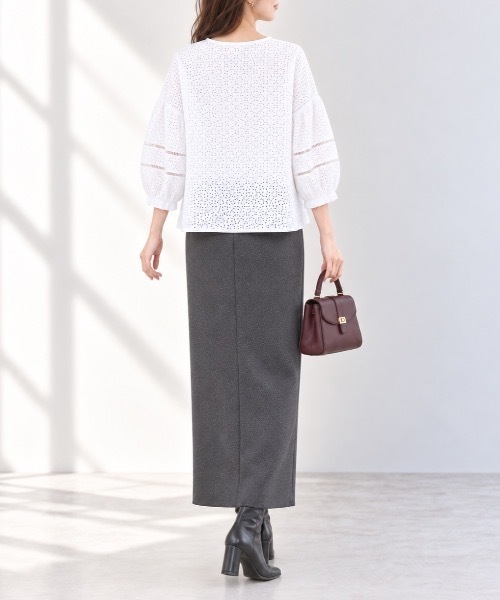 Muffiny（マフィニー）の「アイレットレースボリュームスリーブブラウス【Indian Cotton】（シャツ/ブラウス・レディース・サックスブルー/オフホワイト・MEDIUM）」の5枚目の写真
