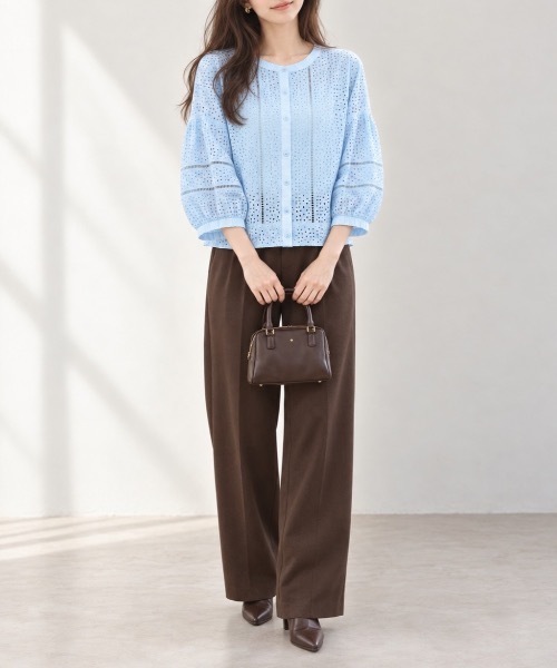Muffiny（マフィニー）の「アイレットレースボリュームスリーブブラウス【Indian Cotton】（シャツ/ブラウス・レディース・サックスブルー/オフホワイト・MEDIUM）」の8枚目の写真