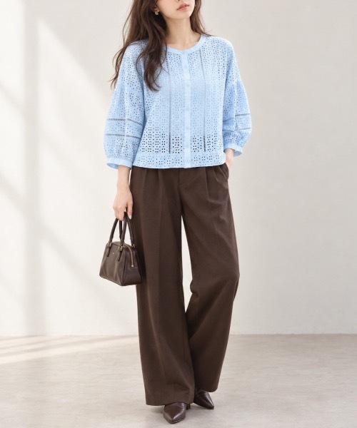 Muffiny（マフィニー）の「アイレットレースボリュームスリーブブラウス【Indian Cotton】（シャツ/ブラウス・レディース・サックスブルー/オフホワイト・MEDIUM）」の10枚目の写真