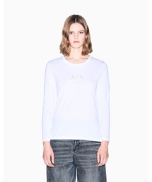 【A|X アルマーニ エクスチェンジ】ゴールドドットロゴ 長袖クルーネックTシャツ/REGULAR