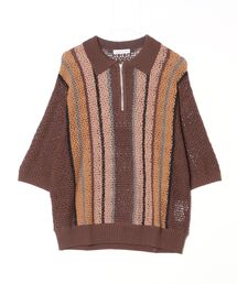 24SS-FS-25 STRIPE S/S H/Z SUMMER SWEATER