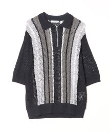 24SS-FS-25 STRIPE S/S H/Z SUMMER SWEATER