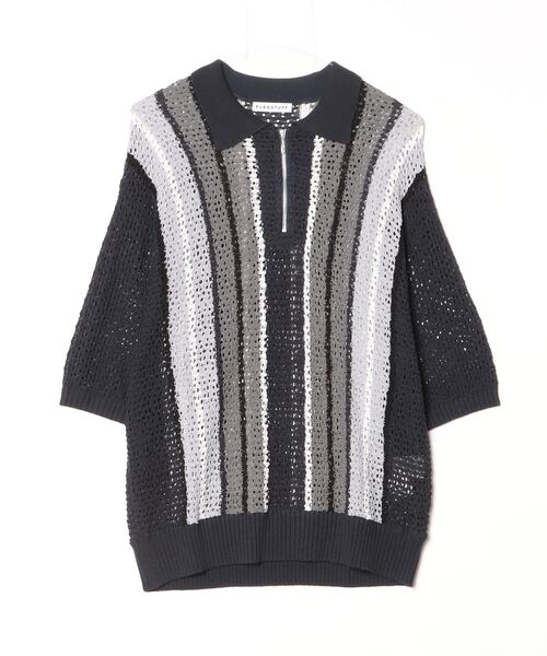 F-LAGSTUF-F（フラグスタフ）の「24SS-FS-25 STRIPE S/S H/Z SUMMER SWEATER（ニット/セーター・メンズ・ブルー/ライトブルー/ブラウン・X-LARGE/LARGE/MEDIUM）」の3枚目の写真