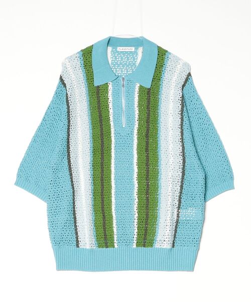 F-LAGSTUF-F（フラグスタフ）の「24SS-FS-25 STRIPE S/S H/Z SUMMER SWEATER（ニット/セーター・メンズ・ブルー/ライトブルー/ブラウン・X-LARGE/LARGE/MEDIUM）」の2枚目の写真