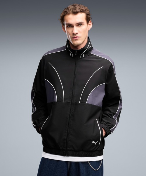 PUMA(プーマ)の「PUMA プーマ メンズ T7 リラックスド ウーブン トラックジャケット カットラ(ジャージ・メンズ・ブラック/ダークブルー・MEDIUM/LARGE/XX-LARGE/X-LARGE/SMALL)」の1枚目の写真