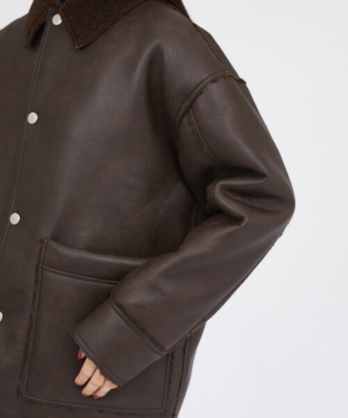 UNIVERSAL OVERALL(ユニバーサルオーバーオール)の「【UNIVERSAL OVERALL/ユニバーサルオーバーオール】REVERSIBLE COAT/ボア/フェイクムートン【WEB限定】(ブルゾン・レディース・ダークブラウン・フリー)」の9枚目の写真