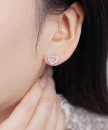 ストーンフレームハートピアス