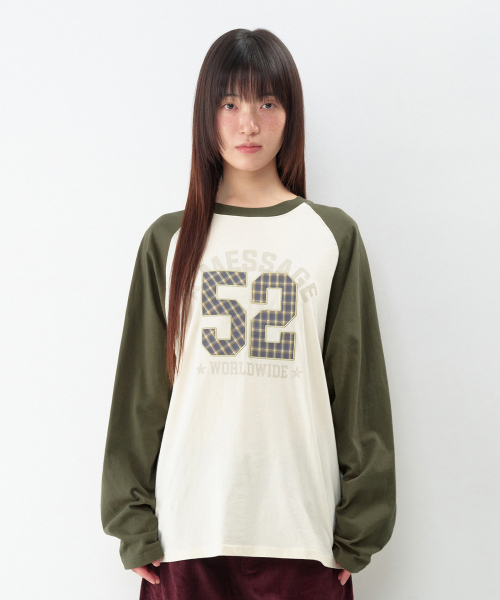 AMESWORLDWIDE（アメスワールドワイド）の「52 チェックアップリケ ラグラン長袖Tシャツ クリーム（Tシャツ/カットソー・レディース・その他・SMALL/MEDIUM/LARGE）」の5枚目の写真
