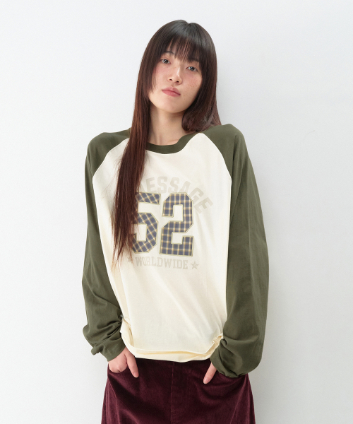 AMESWORLDWIDE（アメスワールドワイド）の「52 チェックアップリケ ラグラン長袖Tシャツ クリーム（Tシャツ/カットソー・レディース・その他・SMALL/MEDIUM/LARGE）」の9枚目の写真