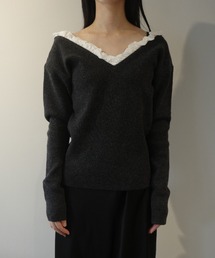 CLANE 2WAY FRILL V NECK KNIT TOPS