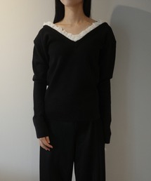 CLANE 2WAY FRILL V NECK KNIT TOPS