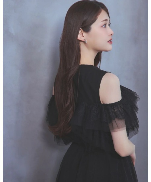 LANTINAM（ランティナム）の「チュールレースドッキングカットソー／フリルデザイン × 2WAY（Tシャツ/カットソー・レディース・ブラウン/ホワイト/ブラック・FREE）」の3枚目の写真