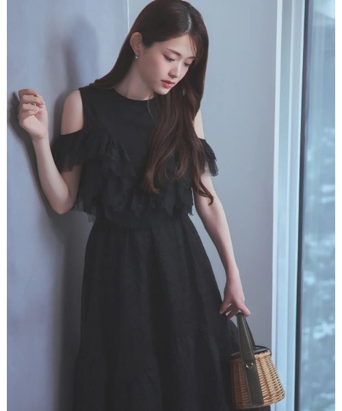 LANTINAM（ランティナム）の「チュールレースドッキングカットソー／フリルデザイン × 2WAY（Tシャツ/カットソー・レディース・ブラウン/ホワイト/ブラック・FREE）」の4枚目の写真