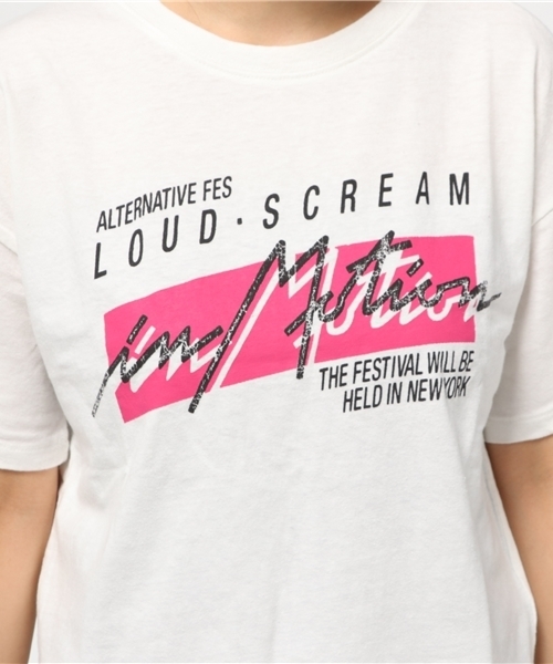 MOUSSY（マウジー）の「IN MOTION TSJ（Tシャツ/カットソー・レディース・レッド/ブラック/オフホワイト・FREE）」の9枚目の写真