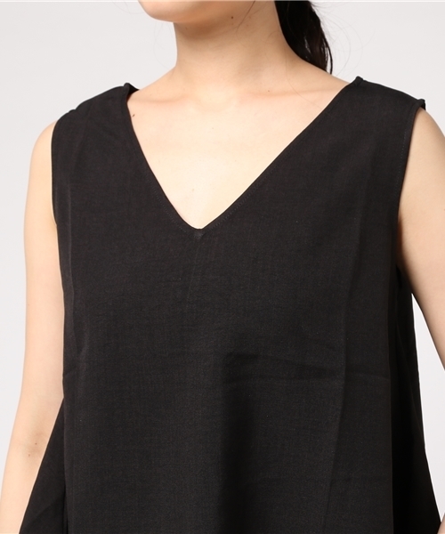 UR'S（ユアーズ）の「ﾌﾚｱVﾈｯｸﾌﾟﾙｵｰﾊﾞｰ（Tシャツ/カットソー・レディース・ブラック/ベージュ・FREE）」の9枚目の写真