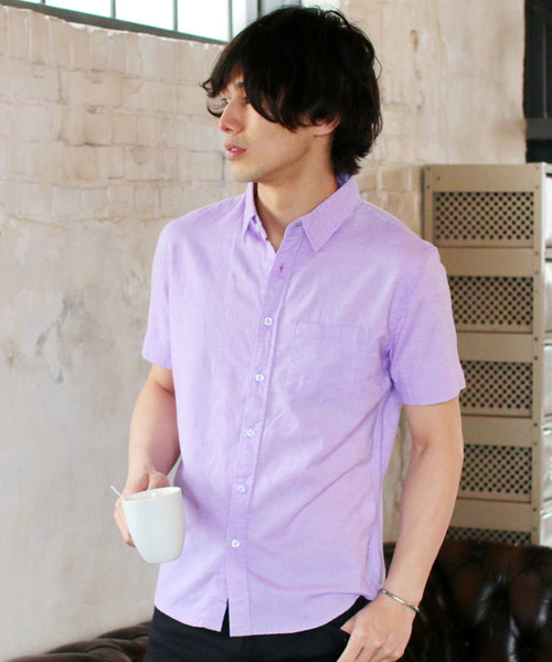 THE CASUAL（カジュアル）の「綿麻ストレッチ半袖シャツ リネンシャツ（シャツ/ブラウス・メンズ・グレー系その他/サックスブルー/ライトピンク/ホワイト/ホワイト系その他/ネイビー/ブルー系その他/レッド系その他/ストライプ/チェック/ライトイエロー/ミント/ラベンダー/カーキ/グレー・S/L/M/XL）」の10枚目の写真