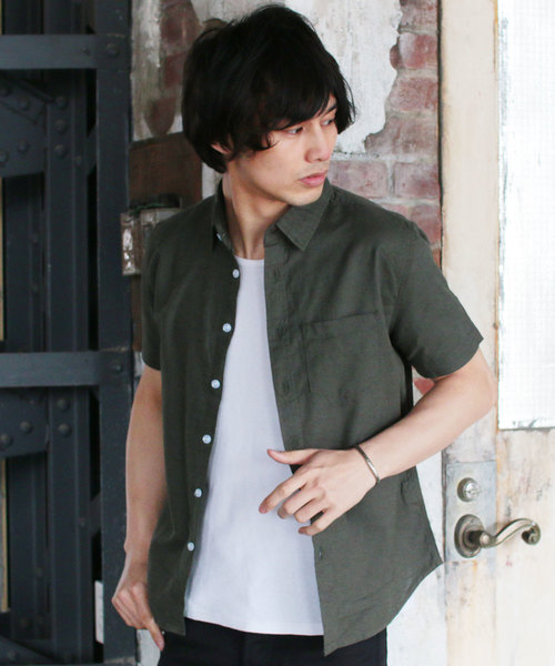 THE CASUAL（カジュアル）の「綿麻ストレッチ半袖シャツ リネンシャツ（シャツ/ブラウス・メンズ・グレー系その他/サックスブルー/ライトピンク/ホワイト/ホワイト系その他/ネイビー/ブルー系その他/レッド系その他/ストライプ/チェック/ライトイエロー/ミント/ラベンダー/カーキ/グレー・S/L/M/XL）」の6枚目の写真