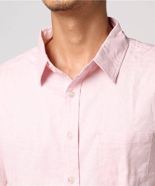 THE CASUAL（カジュアル）の「綿麻ストレッチ半袖シャツ リネンシャツ（シャツ/ブラウス・メンズ・グレー系その他/サックスブルー/ライトピンク/ホワイト/ホワイト系その他/ネイビー/ブルー系その他/レッド系その他/ストライプ/チェック/ライトイエロー/ミント/ラベンダー/カーキ/グレー・S/L/M/XL）」の18枚目の写真