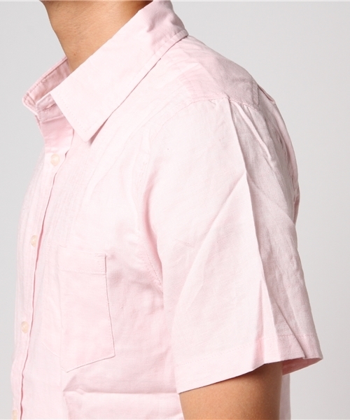 THE CASUAL（カジュアル）の「綿麻ストレッチ半袖シャツ リネンシャツ（シャツ/ブラウス・メンズ・グレー系その他/サックスブルー/ライトピンク/ホワイト/ホワイト系その他/ネイビー/ブルー系その他/レッド系その他/ストライプ/チェック/ライトイエロー/ミント/ラベンダー/カーキ/グレー・S/L/M/XL）」の19枚目の写真