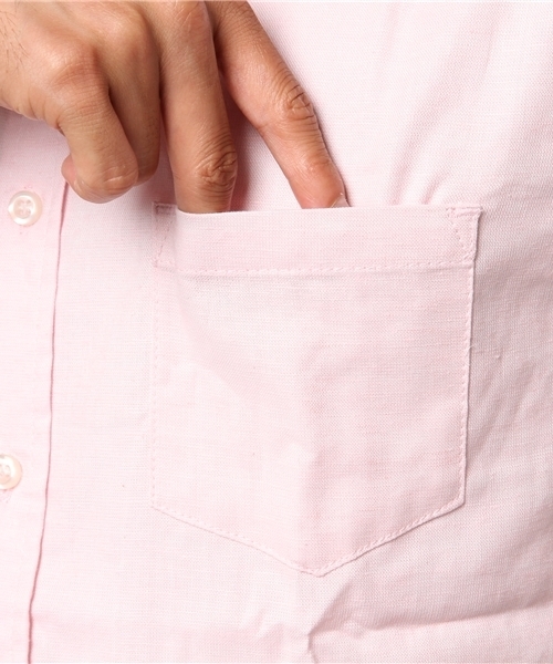 THE CASUAL（カジュアル）の「綿麻ストレッチ半袖シャツ リネンシャツ（シャツ/ブラウス・メンズ・グレー系その他/サックスブルー/ライトピンク/ホワイト/ホワイト系その他/ネイビー/ブルー系その他/レッド系その他/ストライプ/チェック/ライトイエロー/ミント/ラベンダー/カーキ/グレー・S/L/M/XL）」の20枚目の写真