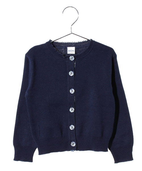 SHIPS KIDS(シップスキッズ)の「SHIPS KIDS:リバティー クルーネック カーディガン①(baby)(カーディガン/ボレロ・キッズ・ライトピンク/ネイビー・80/90)」の2枚目の写真