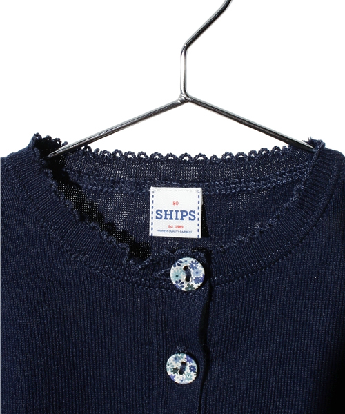SHIPS KIDS(シップスキッズ)の「SHIPS KIDS:リバティー クルーネック カーディガン①(baby)(カーディガン/ボレロ・キッズ・ライトピンク/ネイビー・80/90)」の4枚目の写真