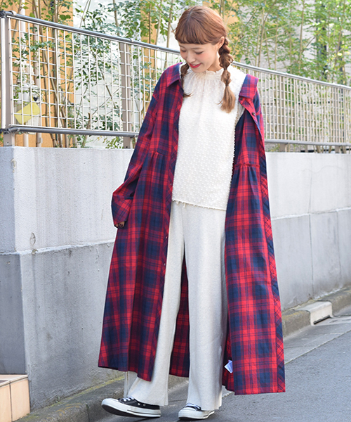 W Closet ダブルクローゼット の 後ろリボンチェックシャツワンピース シャツワンピース Wear