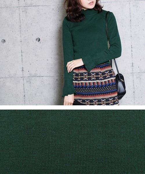 reca(レカ)の「フリル無地リブハイネックニット(ニット/セーター・レディース・ブラック/ダークグリーン/ボルドー・FREE)」の9枚目の写真