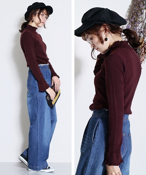 reca(レカ)の「フリル無地リブハイネックニット(ニット/セーター・レディース・ブラック/ダークグリーン/ボルドー・FREE)」の16枚目の写真