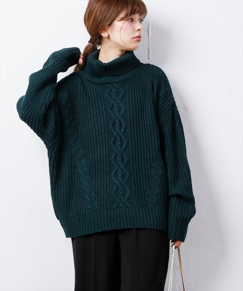 natural couture（ナチュラルクチュール）の「ケーブルビックタートル（Tシャツ/カットソー・レディース・ホワイト/ブラック/ベージュ/グリーン/サックスブルー/パープル/ボルドー・FREE）」の16枚目の写真